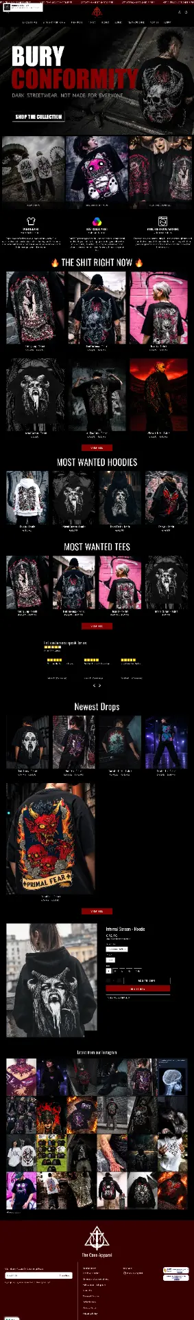 The Cave Apparel — Dark Streetwear ecommerce store designed by TheClickVerse