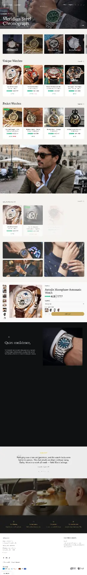 Meridian Watch Co. — Luxury Watches ecommerce store designed by TheClickVerse