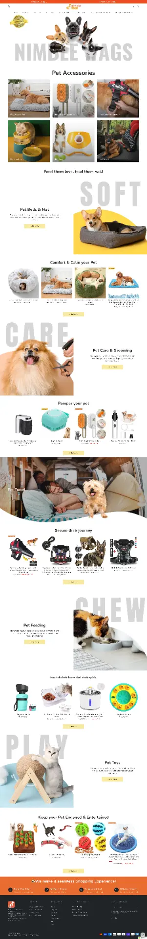 Nimble Wags — Pet Niche ecommerce store designed by TheClickVerse